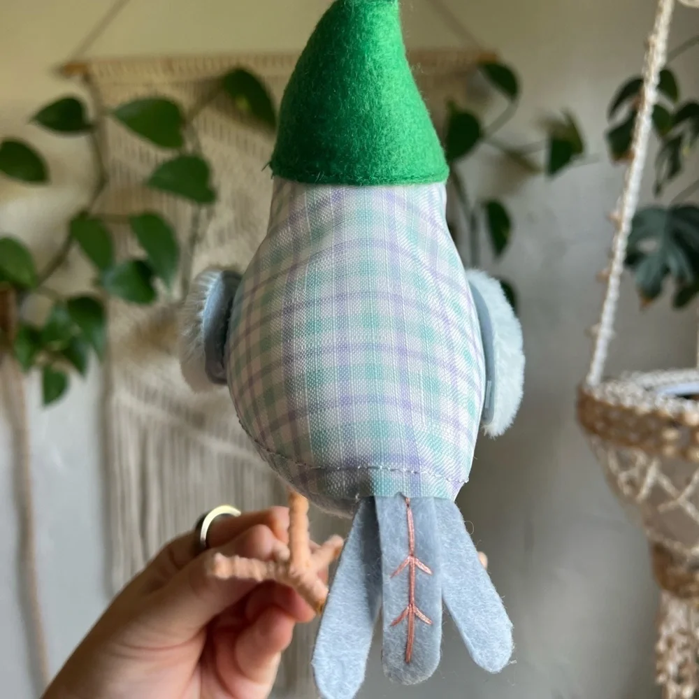 Target Wondershop Spring Bird Figurine Pastel Plaid Cottagecore Easter Decor